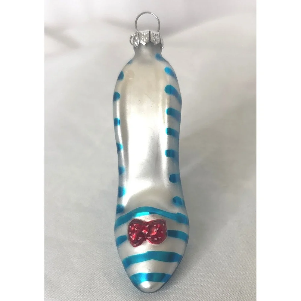 VTG Department 56 Tiny Trimmings Penguin High Heel Shoe Glass Christmas Ornament